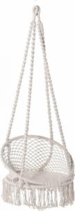 Huśtawka Miloo Home HUŚTAWKA OKRĄGŁA Z FRĘDZLAMI MACRAME 60X70X150H KONSTRUKCJA RATAN NATURALNY, SZNUREK BIAŁY 4