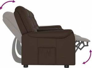 vidaXL vidaXL 4-os. fotel rozkładany z uchwytem na kubek, brązowy, ekoskóra 6