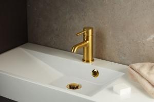 Bateria umywalkowa KFA Moza stojąca złoty szczotkowany (5032-815-31) 2