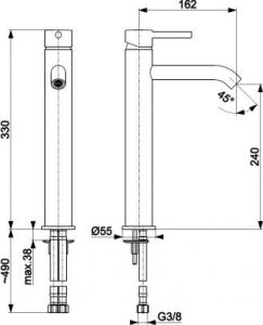 Bateria umywalkowa KFA Moza stojąca złoty szczotkowany (5032-612-31) 3