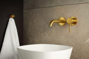 Bateria umywalkowa KFA Moza podtynkowa złoty szczotkowany (5039-810-31) 2