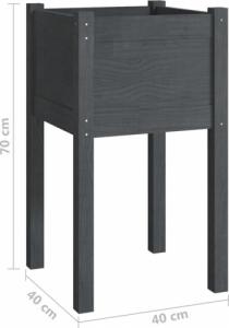 vidaXL vidaXL Donica ogrodowa, szara, 40x40x70 cm, lite drewno sosnowe 7