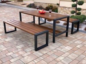 Grillbox Komplet nowoczesnych mebli ogrodowych - stół dwie ławki bez oparcia 1
