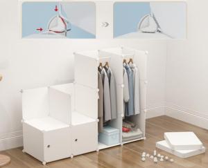 MAXXLLC REGAŁ SZAFKA GARDEROBA UBRANIOWA BIAŁA 6 PÓŁEK 5