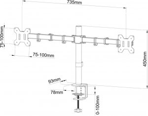 Art Uchwyt biurkowy na 2 monitory 13" - 27" (L-02N) 5