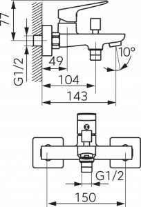 Bateria wannowa Ferro VITTO VerdeLine* bateria wannowa ścienna, chrom 3