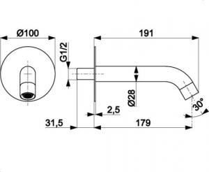 KFA MOZA Wylot Wannowy Podtynkowy, Złoty Szczotkowany PVD (836-004-31) 2