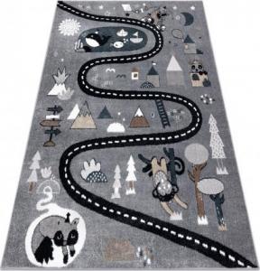 Dywany Łuszczów Dywan FUN Route dla dzieci, ulica, zwierzęta szary, 80x150 cm 1