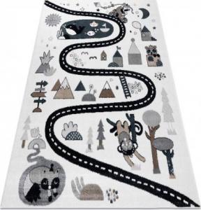 Dywany Łuszczów Dywan FUN Route dla dzieci, ulica, zwierzęta krem, 80x150 cm 1