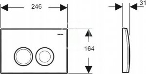 Przycisk spłukujący Geberit Przycisk uruchamiający Geberit Delta25, przedni, chrom-mat [1/10/180] 3