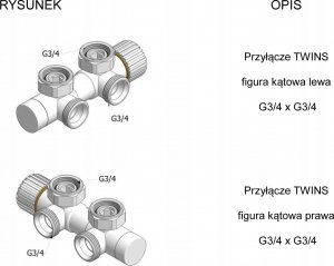 Vario Term Zestaw instalacyjny ALL IN ONE, TWINS kąt. prawy, czarny mat (pex) 14