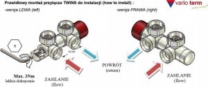 Vario Term Zestaw instalacyjny ALL IN ONE, TWINS kąt. prawy, czarny mat (pex) 19