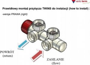 Vario Term Zestaw instalacyjny ALL IN ONE, TWINS kąt. prawy, czarny mat (pex) 21