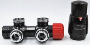 Vario Term Zestaw instalacyjny ALL IN ONE, TWINS kąt. prawy, czarny mat (pex) 28