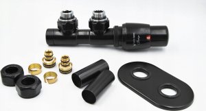 Vario Term Zestaw instalacyjny ALL IN ONE, TWINS kąt. prawy, czarny mat (pex) 3