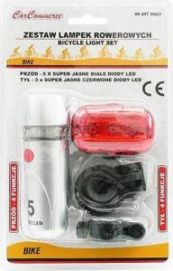 Carcommerce Lampki do roweru - przód srebrna 5 super white LED + tył 3 LED 2