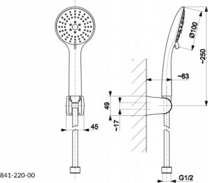 Słuchawka prysznicowa KFA ANGELIT NATRYSK PUNKTOWY, RĄCZKA NATRYSKOWA 3-FUNKCYJNA, SILIKONOWA (BIAŁY-CHROM) + WĄŻ PVC 1500 FLEX + UCHWYT ŚCIENNY PRZEGUBOWY 4