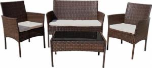 LACESTONE Zestaw mebli technorattanowych brązowych krzesła stolik kanapa z poduszkami LACESTONE 1