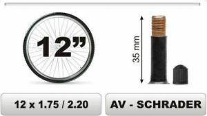 Carcommerce Dętka do roweru 12 x 1,75 / 2,20 AV 2