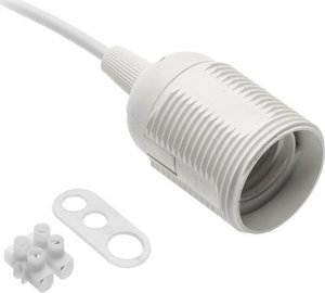 GTV Oprawka E27 z przewodem i kostką 60W 2x0,75mm BIAŁA GZ-E27000-00 2