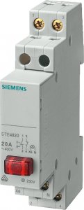 Siemens Przycisk modułowy 20A 1Z 1R czerwony z lampką 230V przełączany mono/bistabilny 5TE4820 1