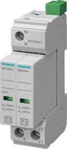 Siemens Ogranicznik przepięć C TYP 2 2P 20kA 350V układ 1+1 wąski ze stykami sygnalizacyjnymi 5SD7422-1 1