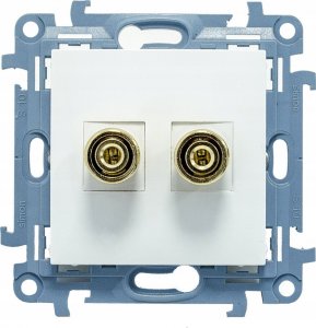 Kontakt-Simon Osprzęt - Simon10 Gniazdo głośnikowe pojedyncze -1 kolumna głośnikowa (moduł). Przekrój przew. dla wyjścia 6 mm2 biały CGL2.01/1 2