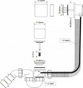 Syfon Mc Alpine Syfon wannowy automatyczny, kolor biały, pokrętło mosiądz [15] 4