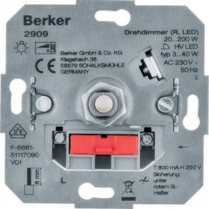 Berker One.platform Ściemniacz obrotowy obciążenie R 20-200 W, LED 3-40 W 2909 1