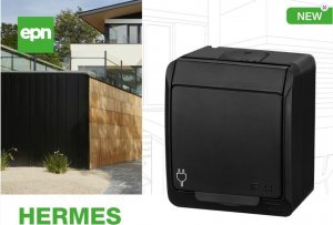 Elektro-Plast HERMES IP44 gniazdo natynkowe podwójne z uziemieniem 2x2P+Z czarne 0322-09 3