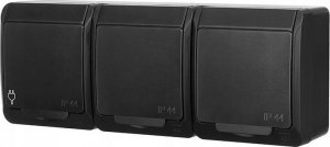 Elektro-Plast HERMES IP44 gniazdo hermetyczne natynkowe podwójne z uziemieniem 2x2P+Z schuko czarny 0325-09 2