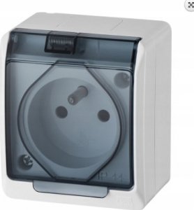 Elektro-Plast HERMES IP44 gniazdo natynkowe pojedyncze z uziemieniem 2P+Z schuko czarne 0324-09 2