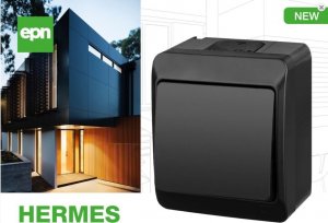Elektro-Plast HERMES łącznik natynkowy świecznikowy czarny 0332-09 2