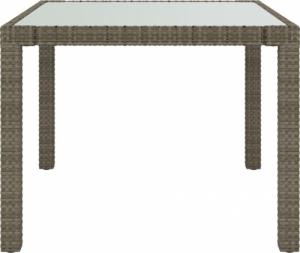 vidaXL vidaXL Stół ogrodowy, 90x90x75 cm, szkło i rattan PE, szary 3