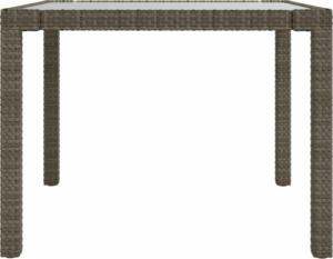 vidaXL vidaXL Stół ogrodowy, 90x90x75 cm, szkło i rattan PE, szary 4