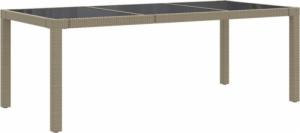 vidaXL vidaXL Stół ogrodowy, beżowy, 190x90x75 cm, szkło i rattan PE 2