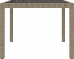vidaXL vidaXL Stół ogrodowy, beżowy, 190x90x75 cm, szkło i rattan PE 4
