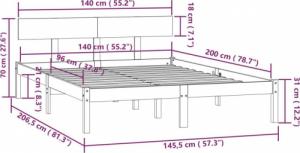 vidaXL Rama łóżka, lite drewno sosnowe, 140x200 cm 9