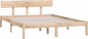 vidaXL Rama łóżka z litego drewna sosnowego, 140 x 190 cm 3