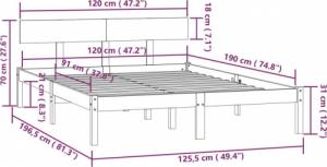 vidaXL vidaXL Rama łóżka, biała, lite drewno sosnowe, 120x190 cm, podwójna 9