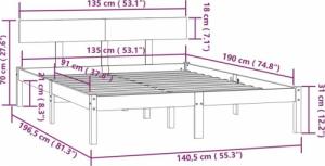 vidaXL vidaXL Rama łóżka, biała, lite drewno sosnowe, 135x190 cm, podwójna 9