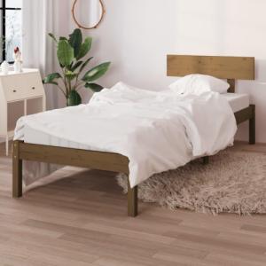 vidaXL vidaXL Rama łóżka, miodowy brąz, lite drewno sosnowe, 90 x 200 cm 1