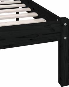 vidaXL vidaXL Rama łóżka, czarna, lite drewno sosnowe, 90 x 200 cm 7