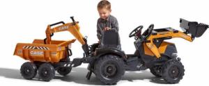 Falk FALK Traktor Case IH Backhoe Pomarańczowy z Przyczepką Ruchoma Łyżka od 3 Lat 11