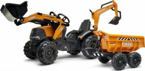 Falk FALK Traktor Case IH Backhoe Pomarańczowy z Przyczepką Ruchoma Łyżka od 3 Lat 10