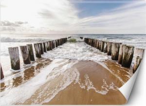 Feeby FOTOTAPETA 3D Plaża Morze Widok Falochron 100x70 1