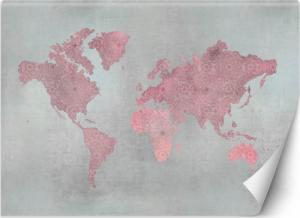 CaroGroup FOTOTAPETA DO POKOJU DZIECKA Mapa Różowy 100x70 1