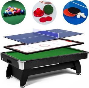 Hop-Sport Stół bilardowy spływowy VIP Extra 8 ft czarny zielony z nakładką ping-pong cymbergaj 1