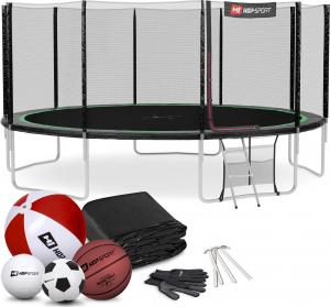 Trampolina ogrodowa Hop-Sport ogrodowa HS-T16A z siatką zewnętrzną 16 FT 488 cm czarno-zielona 1