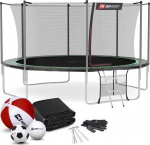 Trampolina ogrodowa Hop-Sport ogrodowa HS-T14I z siatką wewnętrzną 14 FT 427 cm czarno-zielona 1